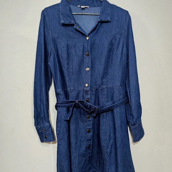 Classic Long Sleeve Denim Dress - Picture 11 of 12